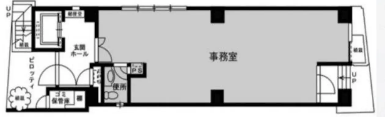 麻布十番、ラフな素材で整えるワンフロアオフィス 募集図面