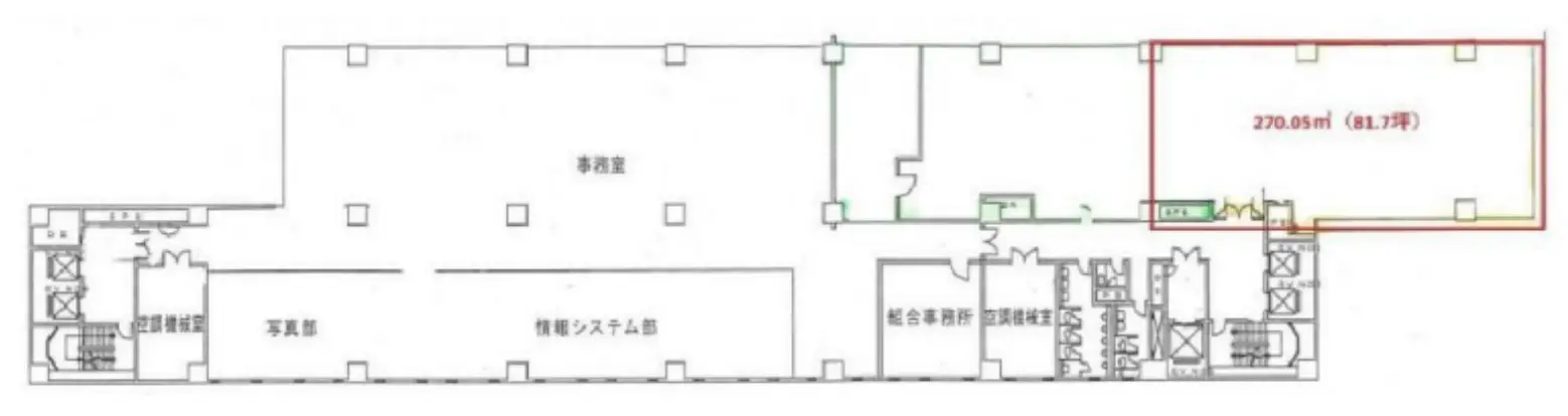 越中島、光とテラスの食堂付きオフィス 募集図面
